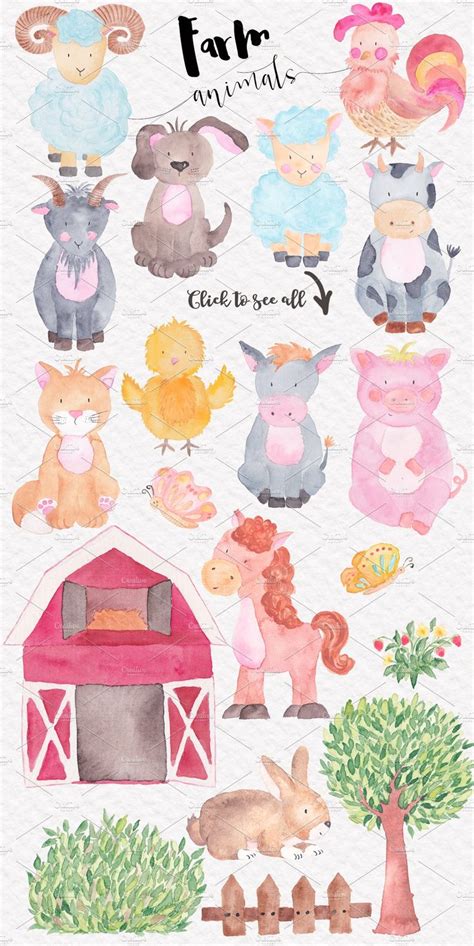 Watercolor Farm Animals Illustration | Animal illustration art, Animal ...