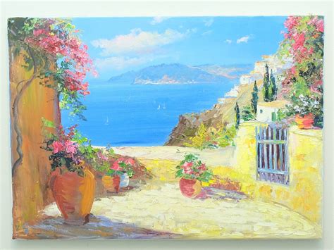 Italian Seascape Oil Painting On Canvas Landscape On The Etsy