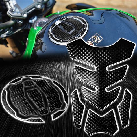 Pc Perforated Black Tank Pad Fuel Cap Cover Ninja Z