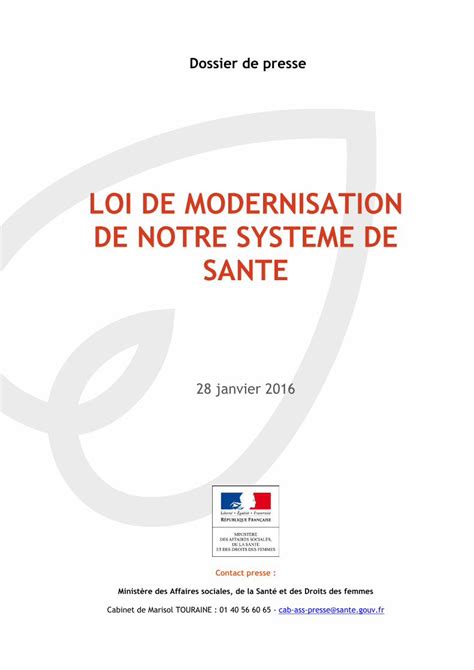 Pdf Loi De Modernisation De Notre Systeme Solidarites Sante Gouv Fr