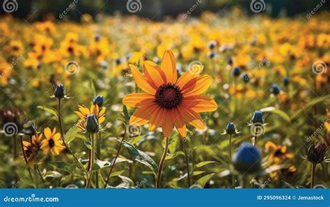 Sunflower Daisy And Chamomile Blossom In Vibrant Meadow Nature Beauty Generated By Ai Stock