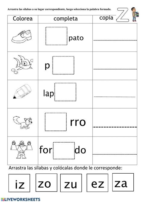 Sílaba z worksheet Kindergarten worksheets Worksheets School subjects