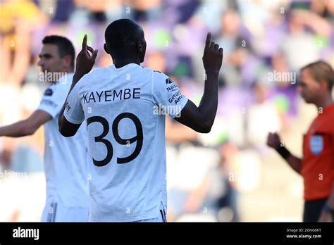 ANTWERP BELGIUM SEPTEMBER 25 Edo Kayembe Of KAS Eupen Celebrating