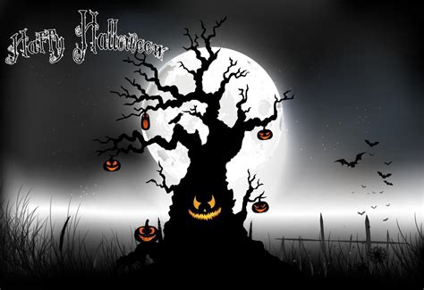 Halloween background on the full moon. vector 5901427 Vector Art at ...