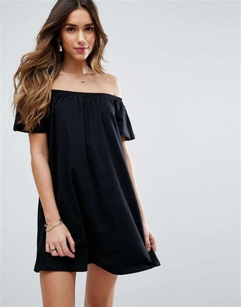 Asos Off Shoulder Mini Dress In Black Lyst