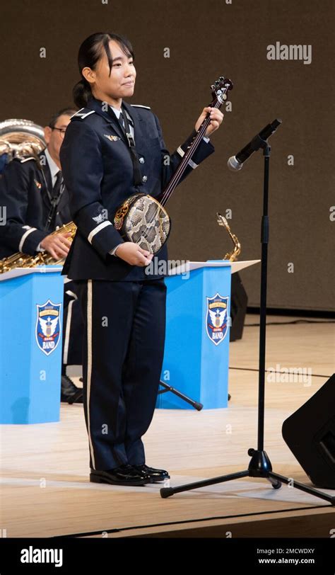 Japan Air Self-Defense Force Airman 1st Class Mayuko Mizuno, a band member of the Southwestern ...