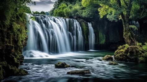 Premium AI Image | waterfall landscapes Free Photo HD 8K wallpaper