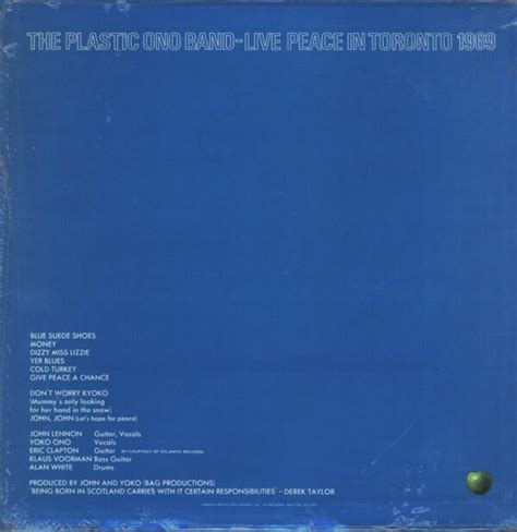 The Plastic Ono Band Live Peace In Toronto Lp Vinyl Rockers