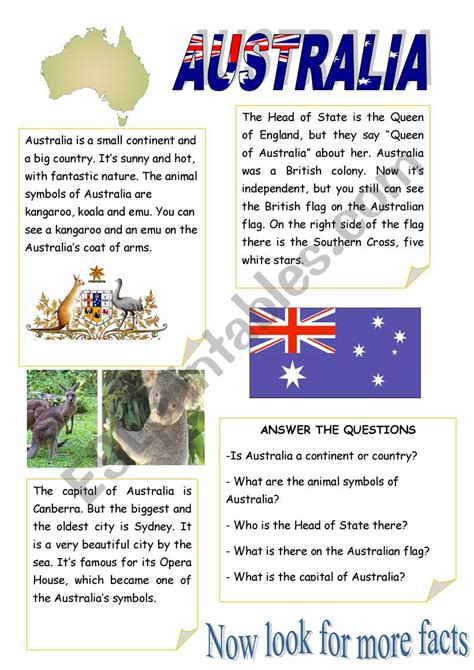 Australia Facts Esl Worksheet By Edegil