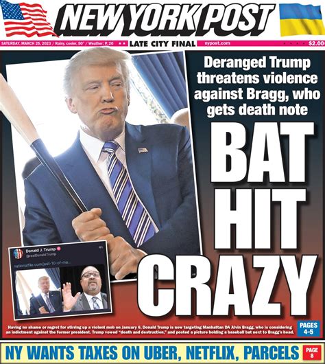 murdochs ny post   deranged trump  bonkers front page