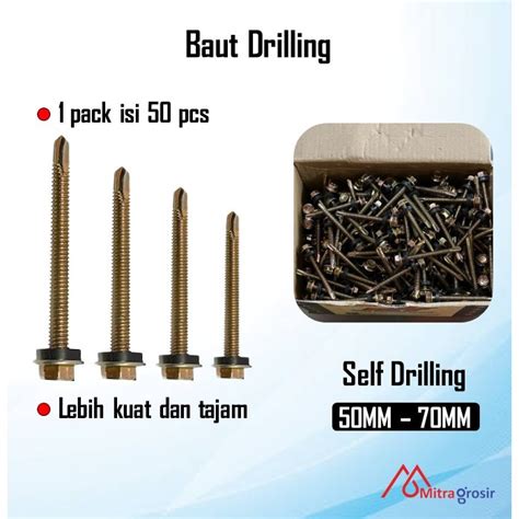 Jual Baut Sekrup Skrup Baja Ringan Roofing Galvalum Driling Pack Isi