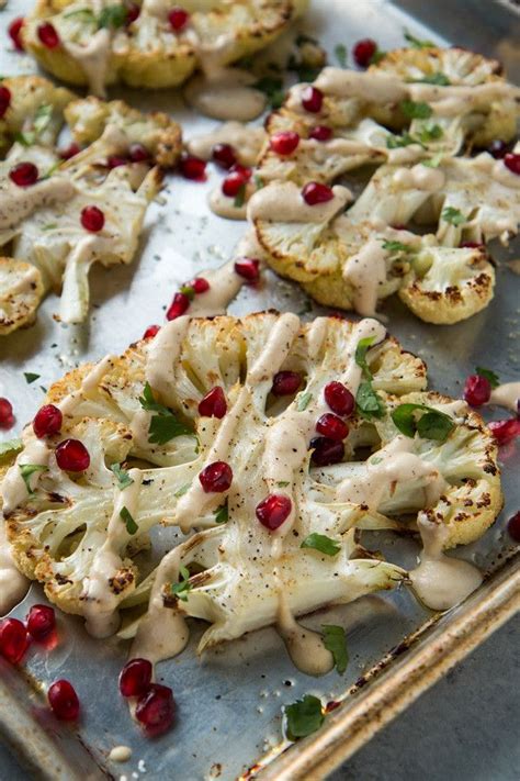 Roasted Cauliflower With Garlic Tahini Sauce And Pomegranate Artofit