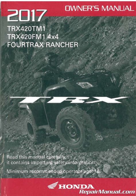 Honda TRX 420 Owners Manual 2010 TRX420FM FPM FourTrax Rancher