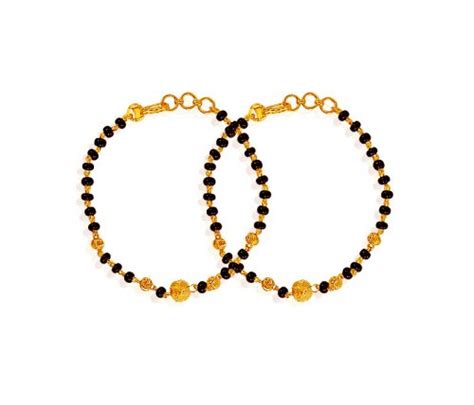 Black Beads Bracelet 22k AjKb61150 22k Gold Baby Bracelets 2 Pcs