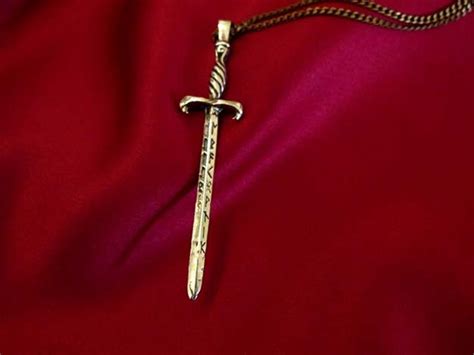 Bronze Sword In The Stone Excalibur Pendant Necklace Etsy