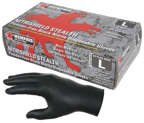 Mcr Nitrishield Stealth Disposable Nitrile Gloves 3 Mil