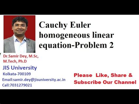 Cauchy Euler Homogeneous Linear Equation Problem 2 YouTube