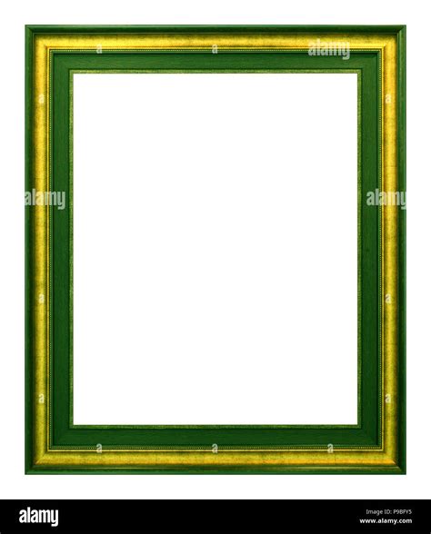 Antique gold and green frame isolated on the white background vintage ...