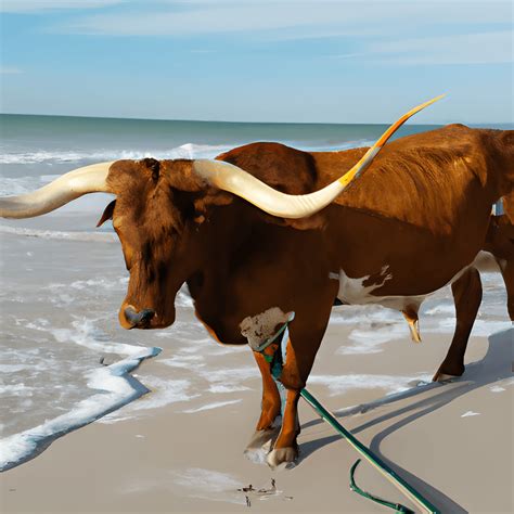 Texas Longhorn Bull at the Beach · Creative Fabrica