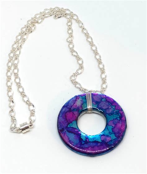 Alcohol Ink Necklace Washer Necklace Alcohol Ink Washer Necklace