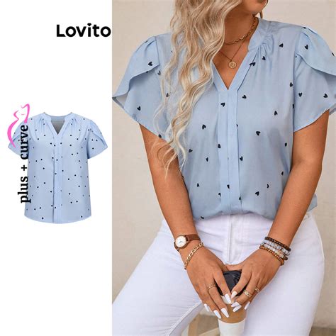 Lovito Blusa Plus Size Elegante Em Formato De Cora O Para Mulheres