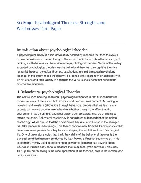 Major six theories of psychology - Six Major Psychological Theories ...