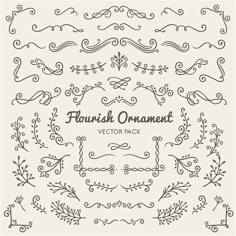 Flourish Ornaments Calligraphic Design Elements Vector Set Illustration