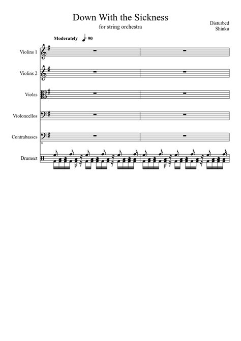 Down With the Sickness Sheet music for Drum group, Strings group (Mixed ...