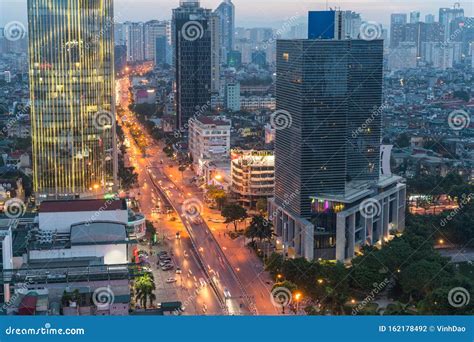 Aerial Skyline View Of Hanoi Hanoi Cityscape At Twilight At Lang Ha