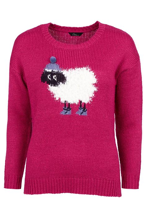 Ladies Pink Sheep Jumper Bonmarché Pink Sheep Jumper Knitwear