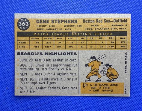 1960 Topps Gene Stephens NM MINT Boston Red Sox EBay