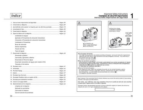 Singer 4210 4205 Inspiration Sewing Machine Instruction Manual User