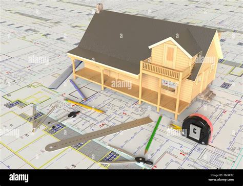 House Layout And Architectural Drawings Stock Photo Alamy