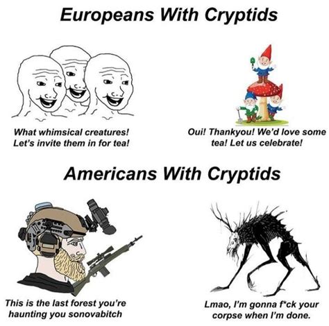 Europeans With Cryptids Vs Americans With Cryptids Cryptid Komik