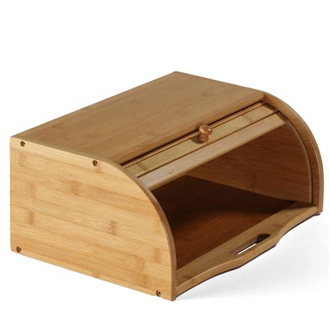 Cortesi Home Loafy Natural Bamboo Bread Box With Handle