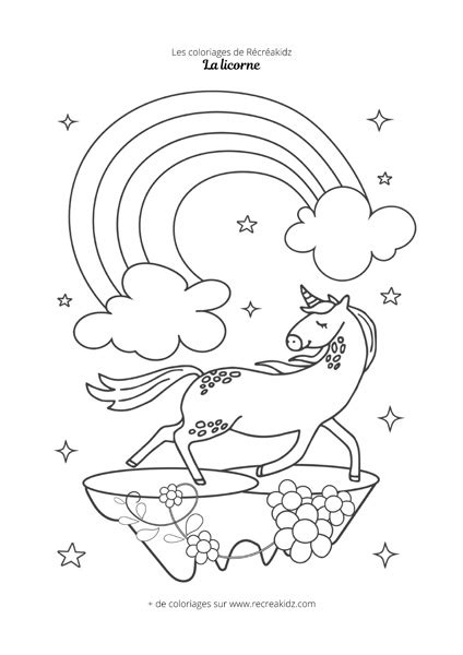 Coloriage Licorne Arc En Ciel Imprimer En Pdf Dessin De Licorne Arc