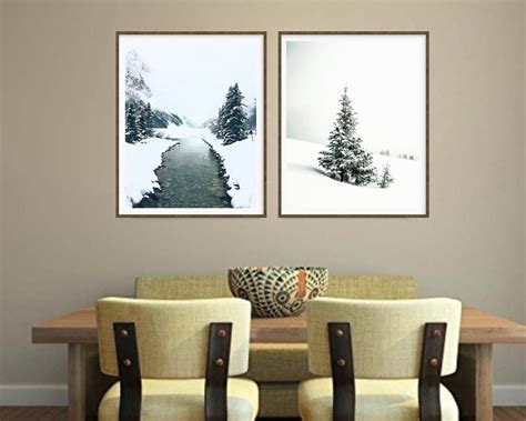 Snowy Landscape Winter Black White Set of 2 Photo Printable, Winter ...