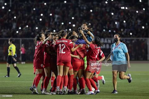 The Philippine National Womens Football Team Celebrates After Winning