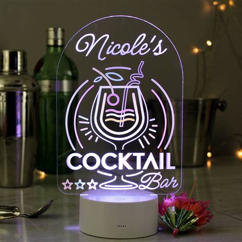 Personalised Light Up Cocktail Bar Sign Mancavesuperstore