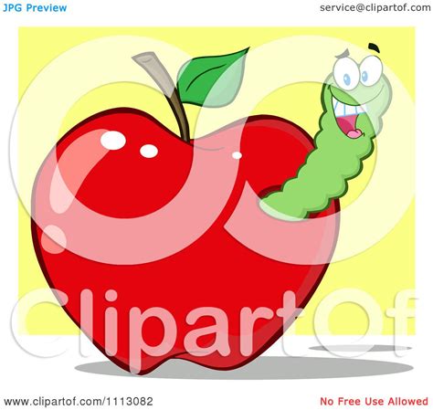 Clipart Happy Grinning Worm In A Red Apple Royalty Free Vector