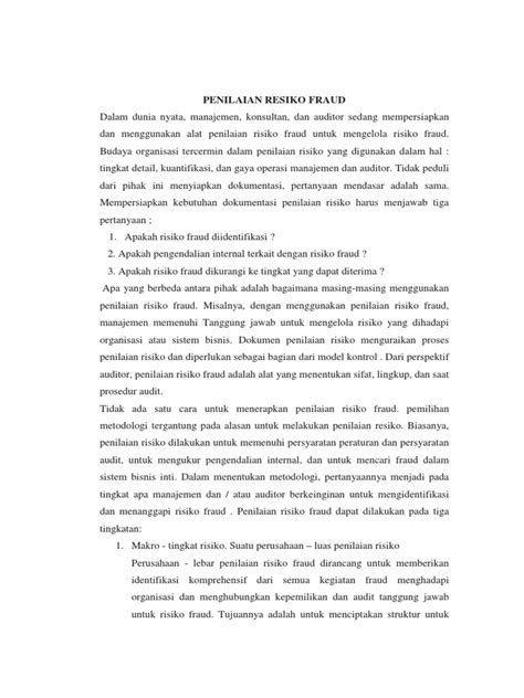 Pdf Penilaian Resiko Fraud Dokumen Tips