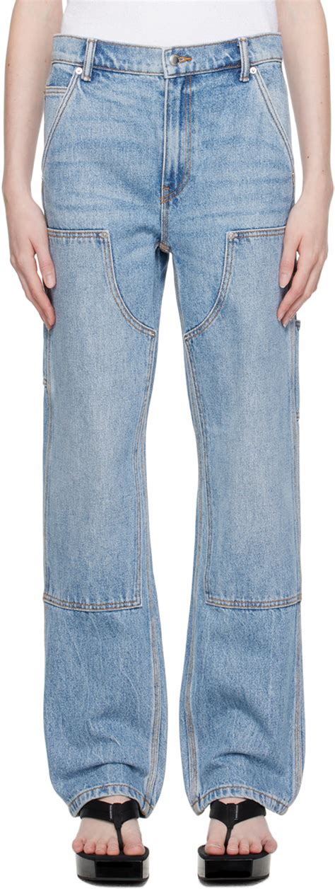 Blue EZ Slouch Carpenter Jeans By Alexander Wang On Sale