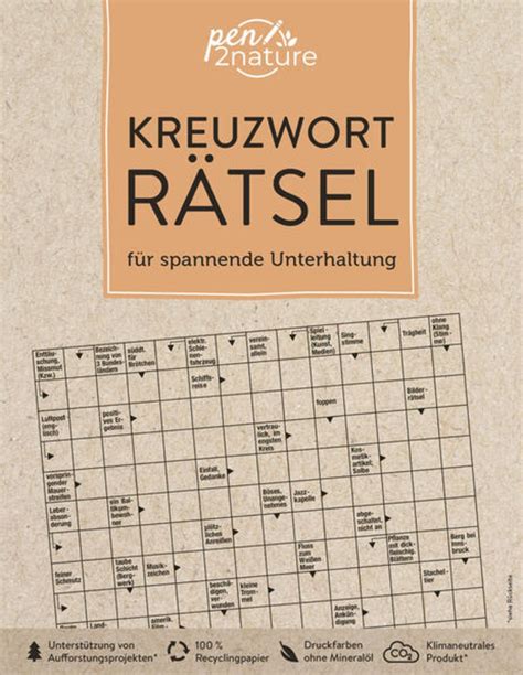 Kreuzworträtsel für spannende Unterhaltung Nachhaltiges Rätselbuch in