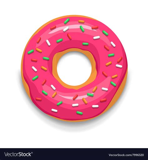 Pink Glazed Donut Icon Cartoon Style Royalty Free Vector