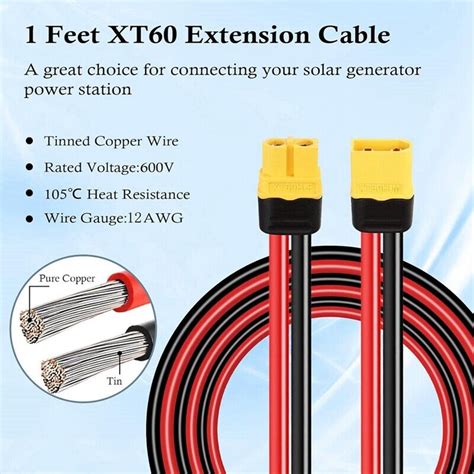 2x2pcs Xt60 Extension Cable 12awg 1ft Xt60 To Xt60 Cable With Male To9931 Ebay