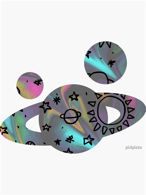 "Saturn Hand Drawn Outer Space Rainbow" Sticker by pixlpizza | Redbubble