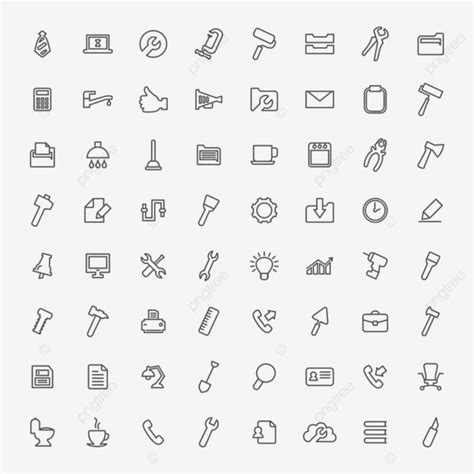 Setting Icon Vector Art Png Set Of Outline Icons Briefcase Drill