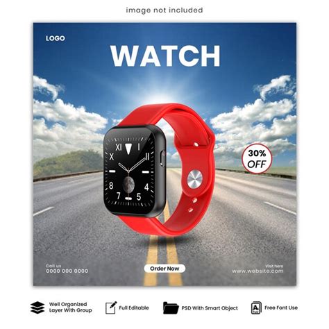 Premium PSD Smart Watch Social Media Post Templatewatch Brand Product