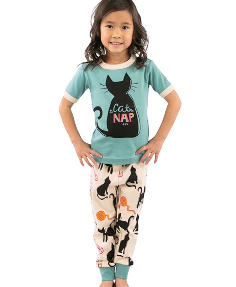 Cat Nap Blue Kids Short Sleeve Pjs