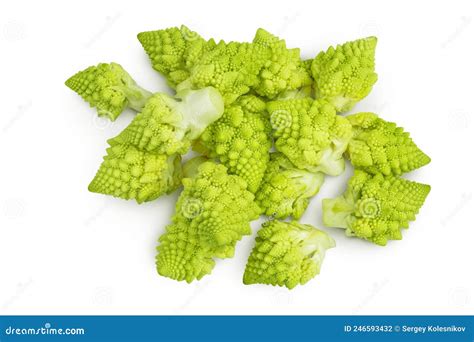 Romanesco Broccoli Cabbage Or Roman Cauliflower Isolated On White